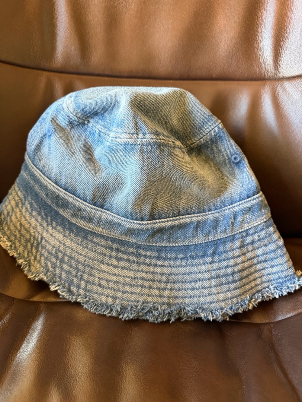 Lucky Light Blue Denim Fringe Trim Bucket Hat - NWT